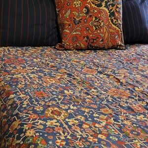 Ralph Lauren Full Queen Satin Paisley Orienta Blue Poet Society Shams 4pc